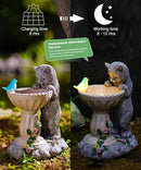Solar Cat Statues for Bird Bath: Outdoor Sculptures for Garden Lawn Patio Yard Balcony Porch - Unique Gifts for Mother Grandma Women by GreenHaven Gardens