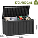NUNU LAB 150 Gallon Outdoor Storage Box,Resin Large Sturdy Deck Box, Backyard Outside Storage Box Waterproof with Double Wall Panels,Package Delivery Garden Outdoor Hose Storage Bin by GreenHaven Gardens