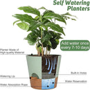 10-Inch Plant Pots, Self-Watering Planters with Drainage Holes & Saucers for Indoor and Outdoor Plants (2-Pack, Green) by GreenHaven Gardens