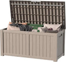 120 Gallon Outdoor Deck Box,Storage Lockable Waterproof Patio Furniture,Garden Tools,Cushions,Pool Accessories Outside Storage Resin Box(Grey) by CozyNest Decor