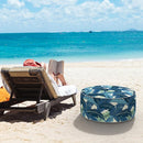 LVTXIII Indoor/Outdoor Inflatable Ottoman, D31 x H14 Inch Large Round Ottoman, All Weather Foot Rest Stool, Portable Footrest for Patio, Garden, Camping and Home - Swaying Palms Blue by CozyNest Decor
