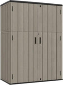 KINYING Outdoor Vertical Storage Shed,57 Cu.ft Outdoor Storage Cabinet Waterproof,Resin Sheds & Outdoor Storage Clearance for Garden,Patio,Backyard,Lockable (Brown) by GreenHaven Gardens
