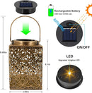 2 Pack Solar Lanterns Outdoor Waterproof - Metal Solar Garden Lights for Patio Porch Yard Garden Decor, Christmas Birthday Gifts for Women (Bronze) by GreenHaven Gardens