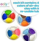 Ooly Air Dry Clay for Kids, 16 Colors Modeling Clay in 4 Tubs, Play Dough Summer Craft Supplies - Creatibles by TinyTreasures Baby Boutique