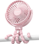 Stroller Fan Clip on for Baby, 4000mAh Rechargeable Battery Operated, Flexible Tripod, 3 Wind Speed, 360° Rotatable, Small Portable Fan for Car Seat Crib Backseat Beach Travel Camping, Pink by TinyTreasures Baby Boutique