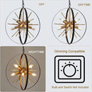 17.72'' Black Gold 8-Light Globe Sputnik Chandelier Modern Industrial Adjustable Hanging Ceiling Firework Pendant Light Fixture for Entryway Stairway Kitchen Dining Living Room Hallway by CozyNest Decor