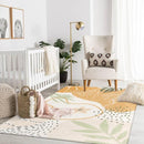 Lahome Washable Area Rug for Living Room - 5x7 Rug for Classroom Throw Non-Slip Soft Rugs for Bedroom Aesthetic, Boho Taupe Botanical Print Indoor Capet for Kids Nursery Dorm Entryway Dining Room by TinyTreasures Baby Boutique