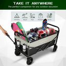 Large Collapsible Wagon Foldable for Grocery, Beach, Park, Yard, 34 x 18 Inch Inner Storage. Folding Utility Shopping Cart on Wheels. Heavy Duty, Durable w/Cupholders (Black-Gray) by GreenHaven Gardens