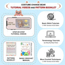 LoopMap Crochet Kit for Beginners - DIY Amigurumi Bear with Removable Dress & Accessories - Step-by-Step Video Tutorials, Extra Yarn, Crochet Tools, Handmade Gift for Kids & Adults (Bear K02, Blue) by TinyTreasures Baby Boutique