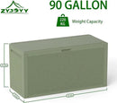 Outdoor Storage Box, 90 Gallon Deck Box, Waterproof Resin Storage Bin for Patio Cushions, Gardening Tools, Lockable, UV Resistant,Olive Green by GreenHaven Gardens