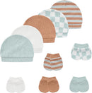 Baby Hat and Mittens Set Cotton Newborn Baby Hats Caps for Boys and Girls, 0-6 Months by TinyTreasures Baby Boutique