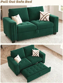 Belffin Modular Sectional Sleeper Sofa with Pull Out Couch Bed Modular Sleeper Loveseat Sectional Sofa Velvet Fabric for Living Room Apartment Green by CozyNest Decor