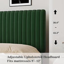 King Size Bed Frame, Velvet Upholstered Platform Bed with Vertical Channel Tufted Headboard and Footboard, No Box Spring Required, Easy Assembly, Green by CozyNest Decor