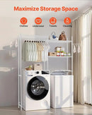 VEVOR Over The Washer and Dryer Storage Shelf, 5 Tier Laundry Room Drying Rack with Hanger Rod and Hooks, Adjustable Over Washer and Dryer Shelves, Laundry Room Shelf Storage Space Saver, White by CozyNest Decor