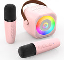 Mini Karaoke Machine, Portable Bluetooth Karaoke Speaker with 2 Wireless Microphone and Lights for Kids and Adults, Chritmas Birthday Gifts for Girls Boys 3-12+ Year Old (Pink) by TinyTreasures Baby Boutique