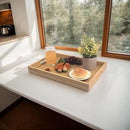 Large Bamboo Wooden Tray with Handles, Rectangular Natural Solid Wood Dinner Tray, Bamboo Wood Original Color. Suitable for Kitchen,Bedroom, Coffee, Party bar. (14.9x10.2 inches) by CozyNest Decor