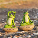 Garden Yoga Frog Decor Statues - 2 Pcs Figurines Statue Animal Decorative Sculptures Resin Garden Décor Meditation for Home 4.5 * 4 * 6 Inch by GreenHaven Gardens