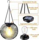 Solar Lantern Outdoor, Upgraded Hanging Lights Outdoor Garden Metal Lanterns Decorative Lighting Powered Waterproof Tree for Yard Patio Pathway, 2 Pack, Black by GreenHaven Gardens