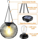 Solar Lantern Outdoor, Upgraded Hanging Lights Outdoor Garden Metal Lanterns Decorative Lighting Powered Waterproof Tree for Yard Patio Pathway, 2 Pack, Black by GreenHaven Gardens