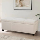 BELLEZE 47 Inch Storage Ottoman, Linen Storage Bench for Bedroom, Living Room, Entryway, Hallway, Foot Rest, Support 300lbs - Beige by CozyNest Decor