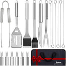 Anpro Grilling Accessories Grill Kit- Grill Set, Grilling Utensil Set, BBQ Accessories, BBQ Kit, BBQ Grill Tools, Grilling Gifts for Father's Day, Smoker, Camping, Kitchen,21 PCS-Standard Silver by GreenHaven Gardens