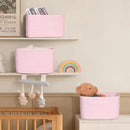 3-Pack Shelf Baskets for Organizing, Woven Storage Basket for Shelves, Cotton Rope Storage Bins for Toys Books, Nursery Towel Baskets for Classroom, 14.96"X9.8"X8.85", Pink by CozyNest Decor
