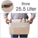 DECOMOMO Storage Bins Fabric Storage Baskets for Shelves, Linen Closet Organization Toys Nursery (Beige and White, Large - 4 Pack)