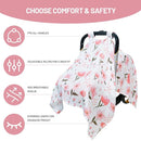 80S Muslin Car Seat Cover for Babies - Soft & Breathable Infant Carrier Canopy, Lightweight Sunshade for Summer, Universal Fit for Baby Boys & Girls by TinyTreasures Baby Boutique