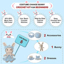LoopMap Beginner Crochet Kit for Adults & Kids - DIY Amigurumi Bunny with Removable Dress & Accessories - Step-by-Step Video Tutorials, Extra Yarn, Crochet Tools - Handmade Gift (Bunny-Blue) by TinyTreasures Baby Boutique