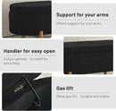 Furniliving 46” Storage Benches, End of Bed Bench with Button-Tufted Large Upholstered Storage Ottoman Teddy Window Bench with Storage Shoe Cabinet Bench, for Bedroom, Entryway, Closet, Black by CozyNest Decor