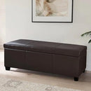 BELLEZE 47 Inch Storage Ottoman, Faux Leather Storage Bench Bedroom Bench with Safety Close Hinge, Ottoman with Storage for Living Room, Entryway, Hallway, Foot Rest, Support 300lbs - Brown by CozyNest Decor