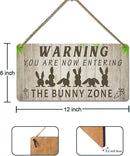 Easter Rabbit Sign Funny Bunny Wall Art Decor Rustic Bunny Wood Signs for Home Decorations Rabbit Lover Gifts for Women The Bunny Zone Sign 12x6 Inch by CozyNest Decor