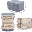 KAMIER Jewelry Organizer Box, 2 Layers PU Leather, Large Capacity, Double Lock and Large Mirror, Hidden Necklace Hooks, Removable Dividers, Gift Box Packaging,Bluish Grey by TinyTreasures Baby Boutique