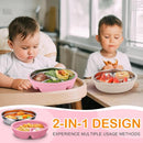 Nuogo 2 Pcs Stainless Steel Baby Suction Plates with Removable Silicone Shell 2-in-1 Metal Toddler Bowl Divided for Picky Eaters Kids Feeding Led Weaning Supplies, Dishwasher Safe (Beige,Pink) by TinyTreasures Baby Boutique