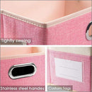 PRANDOM Large Collapsible Storage Bins with Lids [3-Pack] Fabric Foldable Storage Boxes Organizer Containers Baskets Cube with Cover for Home Bedroom Closet Office Pink&Cream(17.7x11.8x11.8) by CozyNest Decor