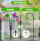 Double Shepherds Hooks for Outdoor, 78 Inch Artistic Hummingbird & Flower Design, 5 - Prong Base, Ideal for Bird Feeders, Baskets & Lanterns (2 Pack) by GreenHaven Gardens