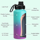 DRINCO Stainless Steel Water Bottle Spout Lid Vacuum Insulated Double Wall Water Bottle Wide Mouth (40oz 32oz 22oz 18oz 14oz) Leak Proof Keeps Cold or Hot (32 oz, 32oz Ombre Fuchsia Teal) by CozyNest Decor