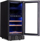 Newair 15" Wine and Beverage Refrigerator 9 Bottle and 48 Can Capacity, Beverage Cooler in Stainless Steel, Built-in or Freestanding Dual Zone Drink Fridge with Triple-Pane Glass Door by CozyNest Decor