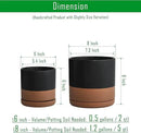 D'vine Dev 6 Inch & 8 Inch Ceramic Planter Pots for Plants with Drainage Hole and Saucer, Medium Plant Pots Set, Black/Speckled Tan, 94-G-M-7 by GreenHaven Gardens