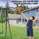 4-in-1 Heavy Duty Swing Set for Backyard – Large Metal Frame with Saucer Swing, Sandbox, Basketball Hoop & Single Swing Seat | Toddler to Kids Play Equipment | Outdoor & Indoor Use | Kids Gift by TinyTreasures Baby Boutique