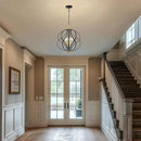 Modern Black and Gold Chandelier for Dining Room, 4 Lights Geometric Chandeliers, Sphere Chandelier Industrial Large Pendant Light Fixtures Hanging for Kitchen, Entryway, Foyer, Stairs by CozyNest Decor