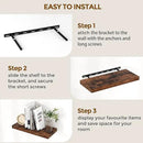 55 Inch Floating Shelves Set of 2, Rustic 55 x 9 Floating Shelf for Wall, 9 Inch Deep Wall Shelves Invisible Bracket, Large Deep Shelving for Bedroom, Kicten, Living Room, Rustic Brown Color by CozyNest Decor
