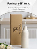 famiware Jupiter 16oz Ceramic Olive Oil Dispenser Bottle, 1 Piece Oil Dispenser for Kitchen with Stainless Steel Pourers, Suitable for Storage Vinegar, Soy Sauce, Coffee Syrup, Vanilla White by CozyNest Decor