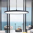 MADEM Modern LED Pendant Light 23.6'' Disc Chandelier Hanging Lighting Fixture with Acrylic Shape Dimmable Office Chandelier 6000K for Office Room Football Bedroom Decor Kitchen Island, Black by CozyNest Decor