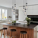 Bronze 3 Light Pendant Lighting, Raindrop Pendant Lights, Black Adjustable Hanging Rope Cluster Pendant Lighting Over Kitchen Island, Teardrop Glass Chandelier Dining Room Light Fixture by CozyNest Decor