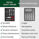 ROYAL CRAFT WOOD Luxury Bamboo Kitchen Drawer Organizer - Silverware Organizer - Utensil Holder and Cutlery Tray with Grooved Drawer Dividers for Flatware and Kitchen Utensils (7 Slot, Black) by CozyNest Decor