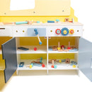 Construction Truck Wooden Playset w 60+ Toy Pieces- Pretend Hammer Saw Bolts & Screws- Spinning Turn Saw, Steering Wheel, Wood to Pull Apart- Dual Sided Play Stand Center, Workbench Building Kids Gift by TinyTreasures Baby Boutique
