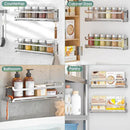 LUCYCAZ 2 Pack Wall Mounted Spice Rack with 16 Hooks, Spice Organizer Shelf for Stove Cabinet Pantry Door,Screw or Adhesive Spice Shelf Hanging Wall Spice Rack in Kitchen and RV (Silver, 2 PACK) by CozyNest Decor