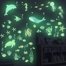 Sea Turtle Ocean Fish Wall Decals Glow in The Dark, Under The Sea Life Animals Stickers for Ceiling, Girls Boys Waterproof Decoration for Living Room Wall Bathroom Toilet by CozyNest Decor