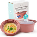 27oz Platinum Silicone Microwave Steamer Pot with Handle & Lid - Korea 100% Food-Grade Steamer Bowl, Heat-Resistant Cooker with Steam Holes, Easy Clean, Dishwasher Safe, Dry Rose by TinyTreasures Baby Boutique